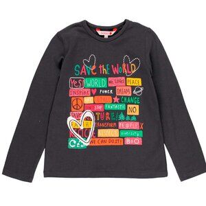 Boboli Kids Long Sleeve Graphic Tee - Black